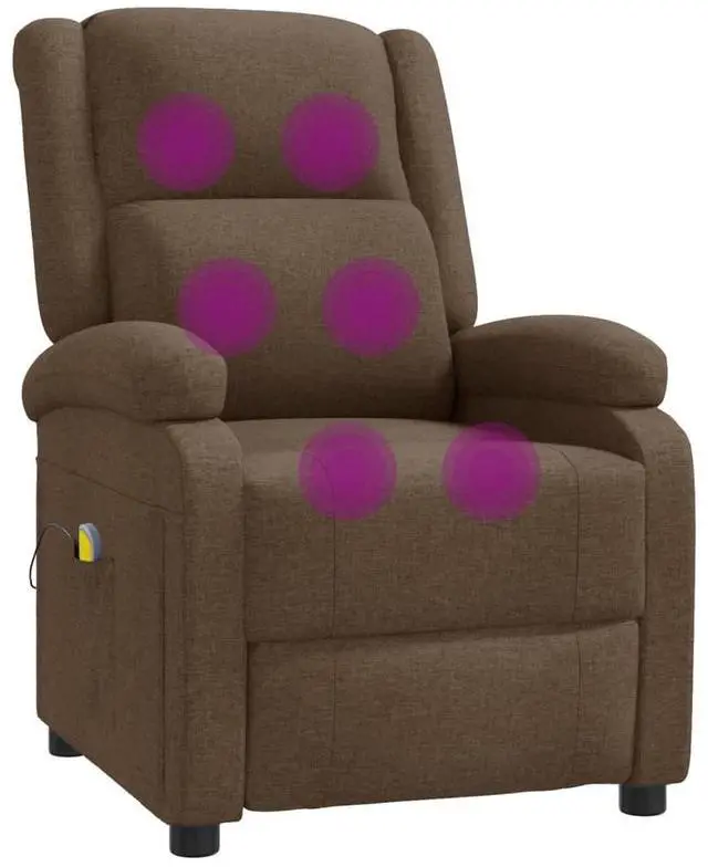 Alt view image 6 of 7 - vidaXL Massage Chair Adjustable Wingback Push Armchair Furniture Brown Fabric