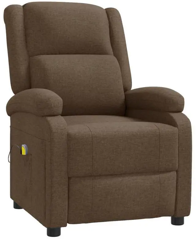 Alt view image 3 of 7 - vidaXL Massage Chair Adjustable Wingback Push Armchair Furniture Brown Fabric
