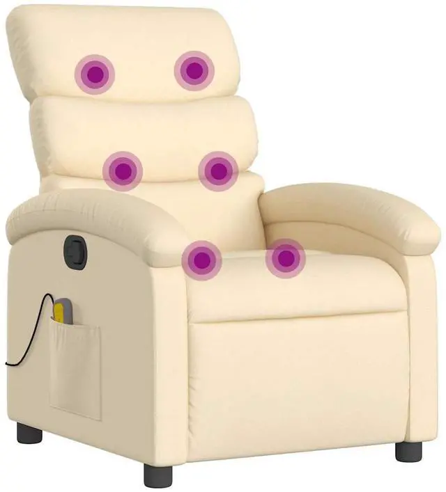 Alt view image 4 of 7 - vidaXL Massage Recliner Chair for Adults, Single Theater Seating with Vibration Massage & Manually Adjustable Backrest/Footrest, Modern Reclining Sofa for Living Room, Cream Fabric