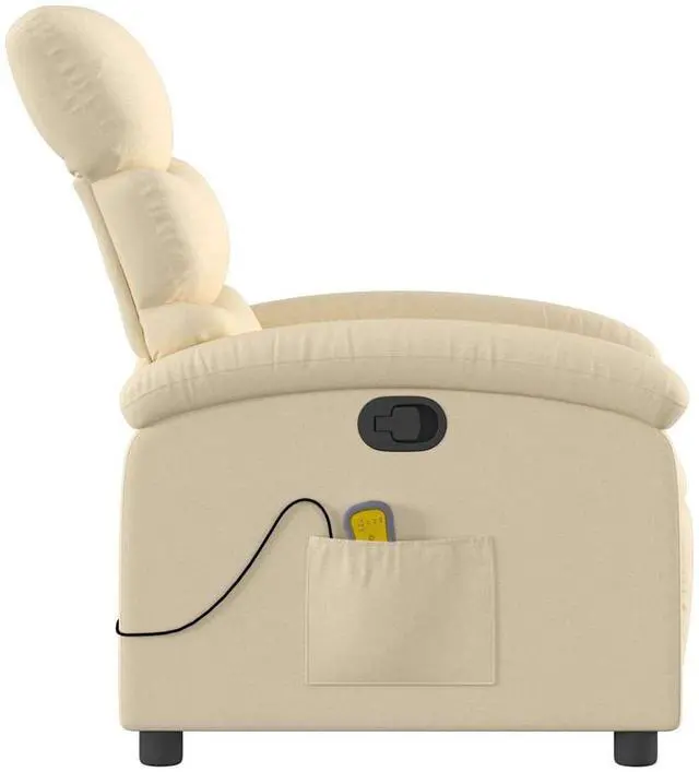Alt view image 7 of 7 - vidaXL Massage Recliner Chair for Adults, Single Theater Seating with Vibration Massage & Manually Adjustable Backrest/Footrest, Modern Reclining Sofa for Living Room, Cream Fabric