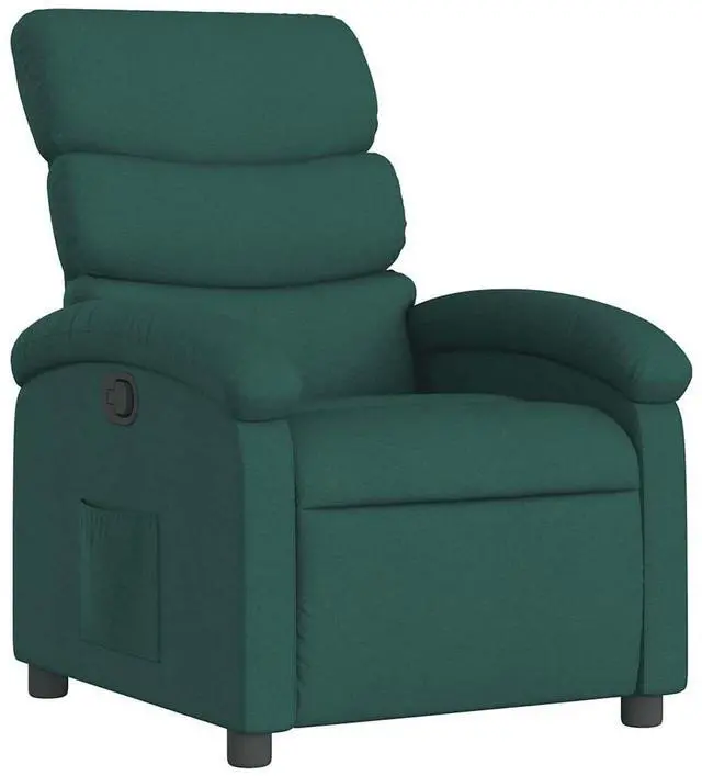 Alt view image 5 of 7 - vidaXL Manual Recliner Chair for Adults, Single Home Theater Seating with Lumbar Support & Adjustable Backrest/Footrest, Modern Reclining Sofa for Living Room, Dark Green Fabric