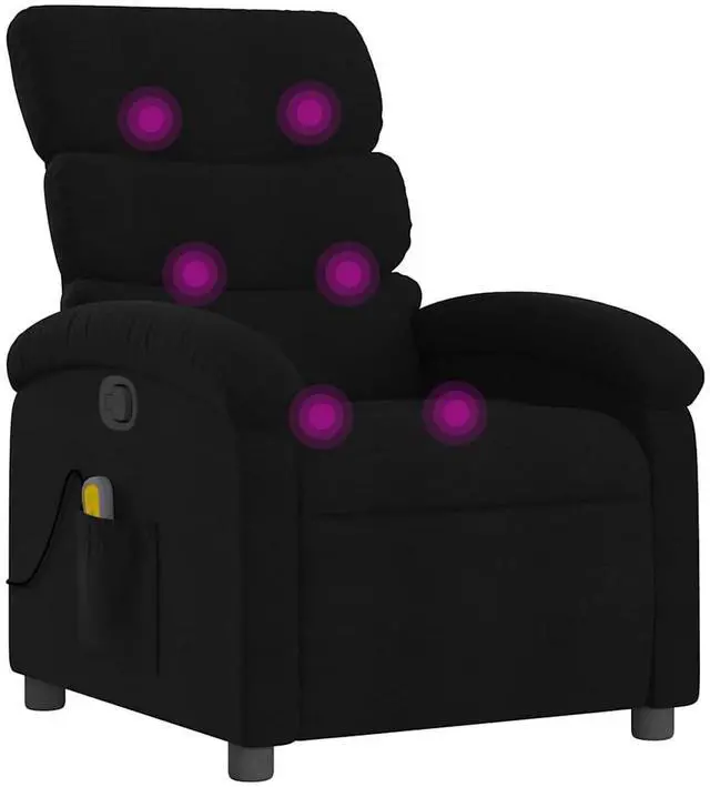 Alt view image 4 of 7 - vidaXL Massage Recliner Chair for Adults, Single Theater Seating with Vibration Massage & Manually Adjustable Backrest/Footrest, Modern Reclining Sofa for Living Room, Black Fabric