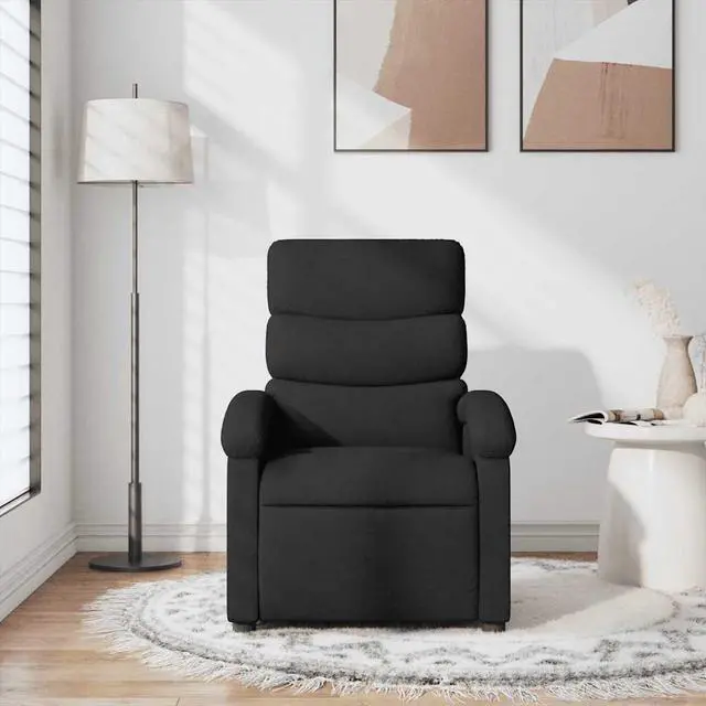 Alt view image 2 of 7 - vidaXL Massage Recliner Chair for Adults, Single Theater Seating with Vibration Massage & Manually Adjustable Backrest/Footrest, Modern Reclining Sofa for Living Room, Black Fabric