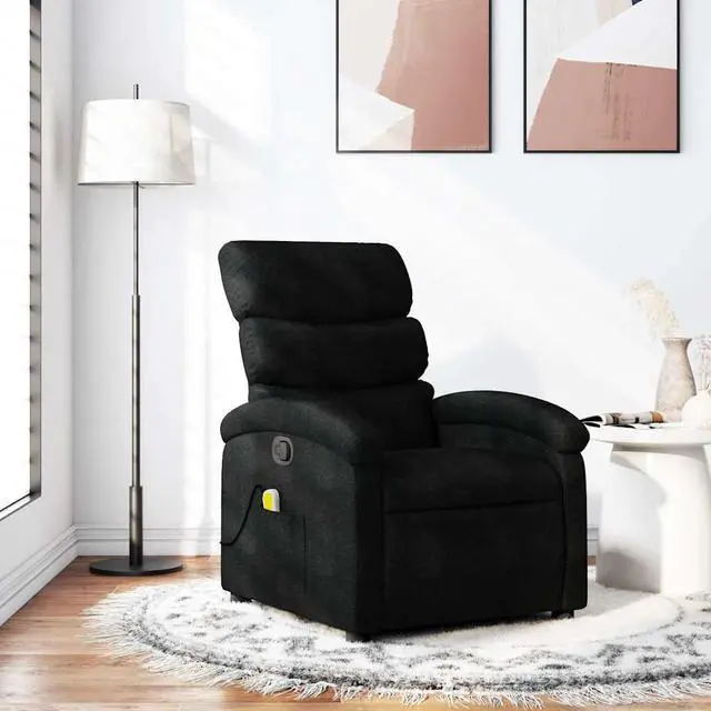 Main image of vidaXL Massage Recliner Chair for Adults, Single Theater Seating with Vibration Massage & Manually Adjustable Backrest/Footrest, Modern Reclining Sofa for Living Room, Black Fabric