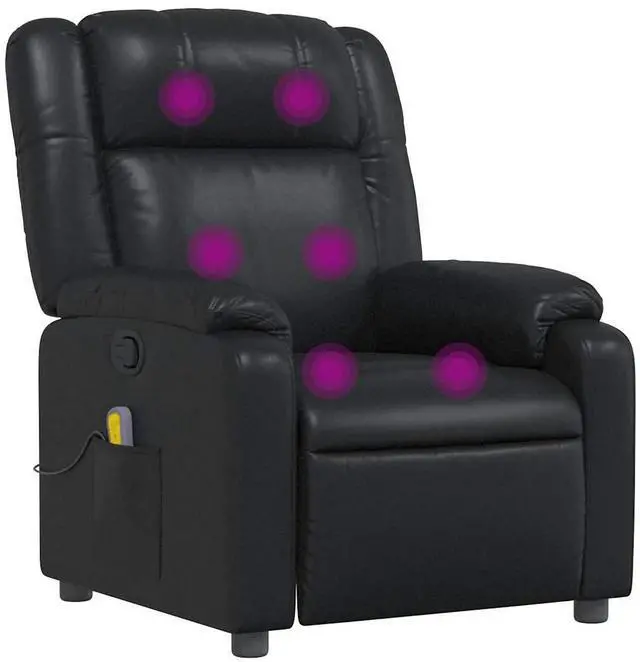 Alt view image 3 of 7 - vidaXL Massage Recliner Chair for Living Room, Adjustable Recliner with 6-Point Vibration Massage, Home Theater Seating with Padded Seat Backrest & Side Pocket, Black Leather