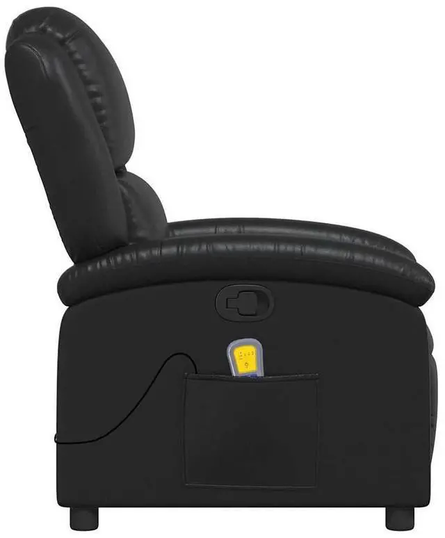 Alt view image 4 of 7 - vidaXL Massage Recliner Chair for Adults, Single Theater Seating with Vibration Massage & Manually Adjustable Backrest/Footrest, Modern Reclining Sofa for Living Room, Black Leather