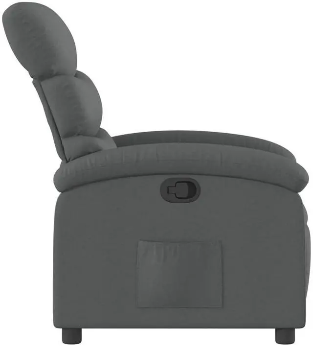 Alt view image 3 of 7 - vidaXL Manual Recliner Chair for Adults, Single Home Theater Seating with Lumbar Support & Adjustable Backrest/Footrest, Modern Reclining Sofa for Living Room, Dark Gray Fabric