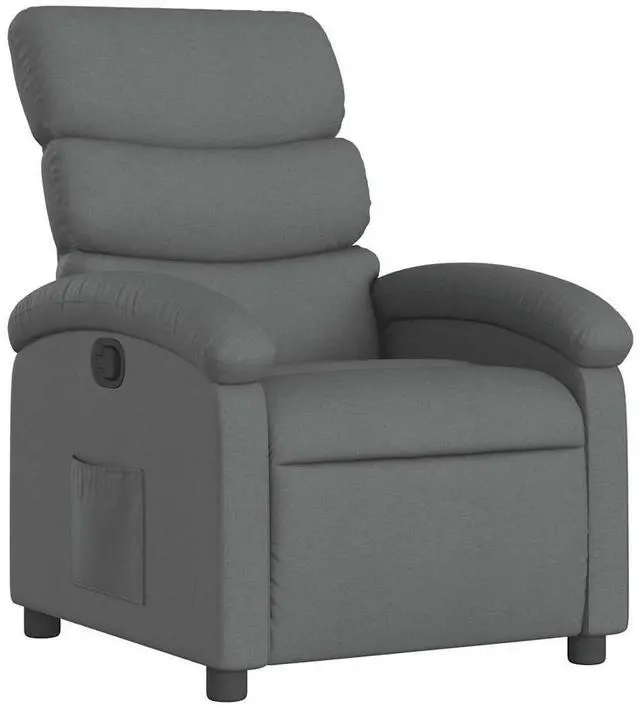 Alt view image 6 of 7 - vidaXL Manual Recliner Chair for Adults, Single Home Theater Seating with Lumbar Support & Adjustable Backrest/Footrest, Modern Reclining Sofa for Living Room, Dark Gray Fabric