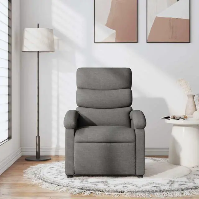 Alt view image 2 of 7 - vidaXL Manual Recliner Chair for Adults, Single Home Theater Seating with Lumbar Support & Adjustable Backrest/Footrest, Modern Reclining Sofa for Living Room, Dark Gray Fabric