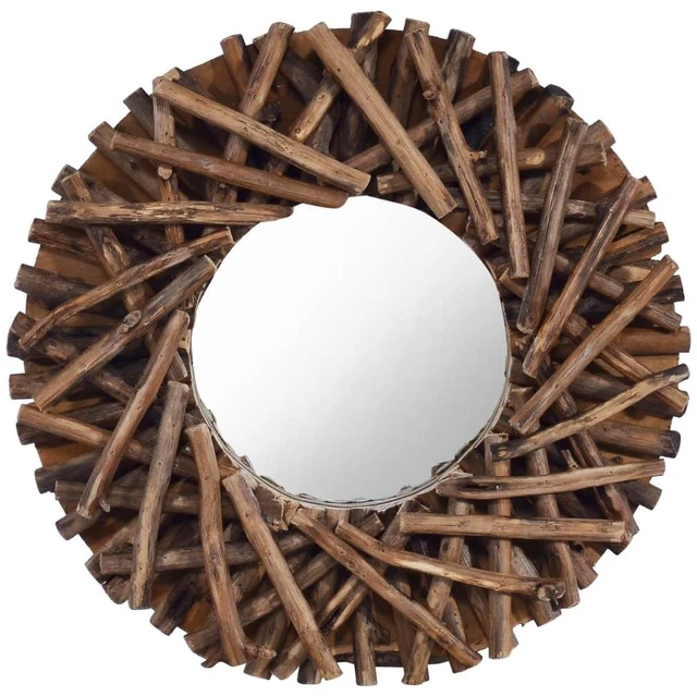 Main image of vidaXL Mirror Natural Wood Solid teak wood and glass Medium