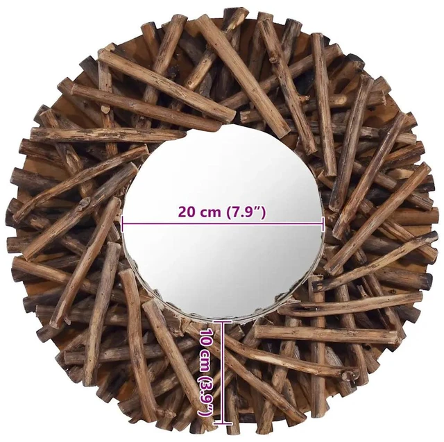 Alt view image 4 of 13 - vidaXL Mirror Natural Wood Solid teak wood and glass Medium