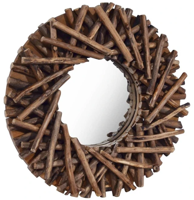 Alt view image 6 of 13 - vidaXL Mirror Natural Wood Solid teak wood and glass Medium