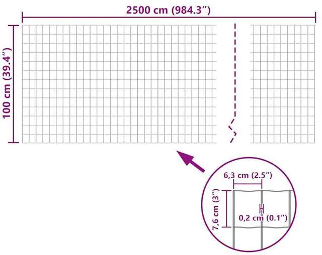 Alt view image 5 of 7 - vidaXL Fence Barrier Fence Metal Fence Wire Mesh Steel 25m x 10m Green