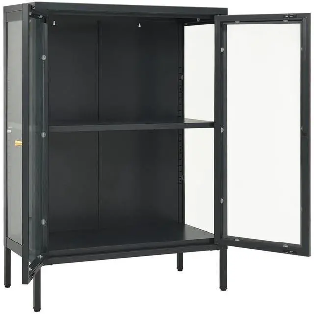 Alt view image 4 of 7 - vidaXL Sideboard Side Table End Table for Living Room Anthracite Steel and Glass