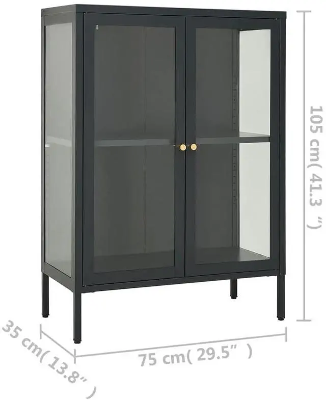 Alt view image 7 of 7 - vidaXL Sideboard Side Table End Table for Living Room Anthracite Steel and Glass