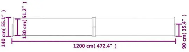 Alt view image 4 of 7 - vidaXL Retractable Side Awning Patio Folding Privacy Screen 55.1"x472.4" Cream