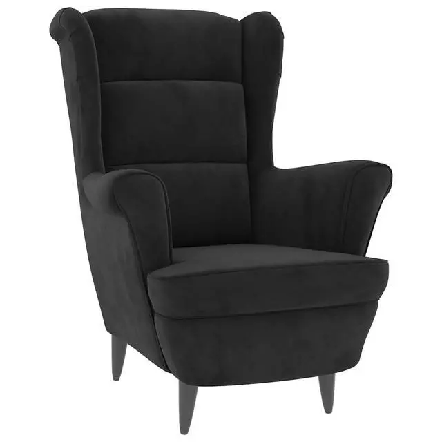 Alt view image 2 of 7 - vidaXL Armchair Black Velvet (100% polyester), plywood Standard Armchair