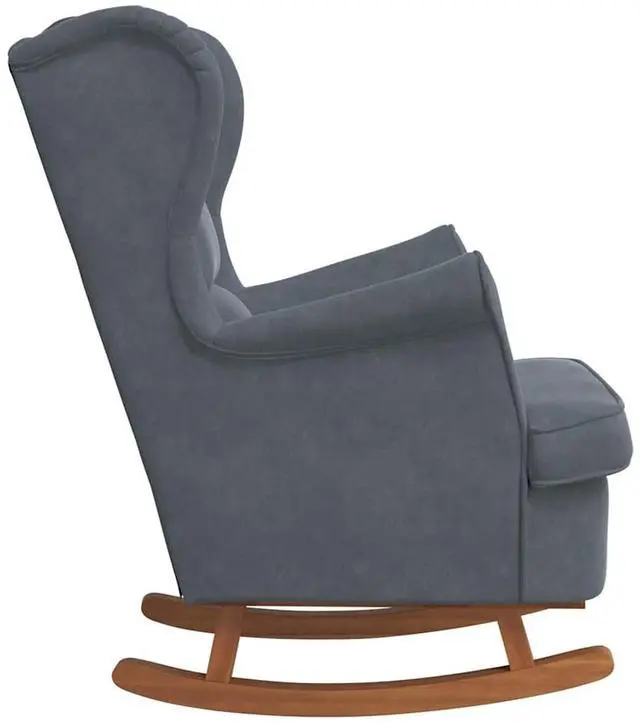 Alt view image 5 of 7 - vidaXL Rocking Chair Wingback Dark Grey Velvet and Solid Wood