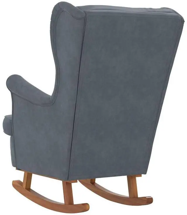 Alt view image 6 of 7 - vidaXL Rocking Chair Wingback Dark Grey Velvet and Solid Wood