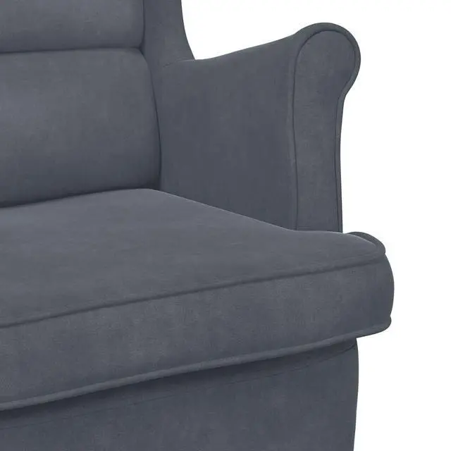 Alt view image 7 of 7 - vidaXL Rocking Chair Wingback Dark Grey Velvet and Solid Wood