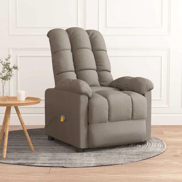 Main image of vidaXL Massage Chair Electric Massaging Recliner Chair for Elderly Taupe Fabric