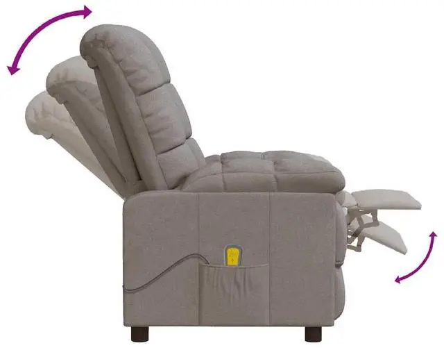 Alt view image 6 of 6 - vidaXL Massage Chair Electric Massaging Recliner Chair for Elderly Taupe Fabric