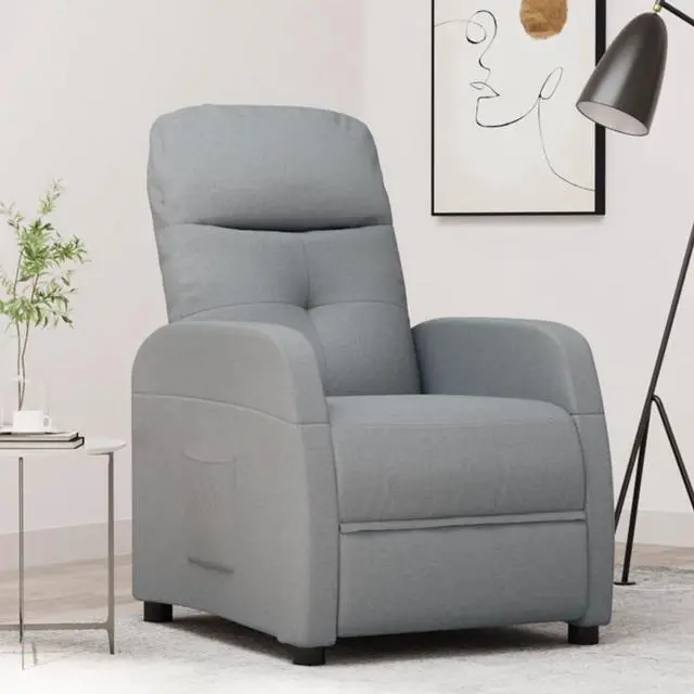 Alt view image 7 of 12 - vidaXL Recliner Light Gray Fabric