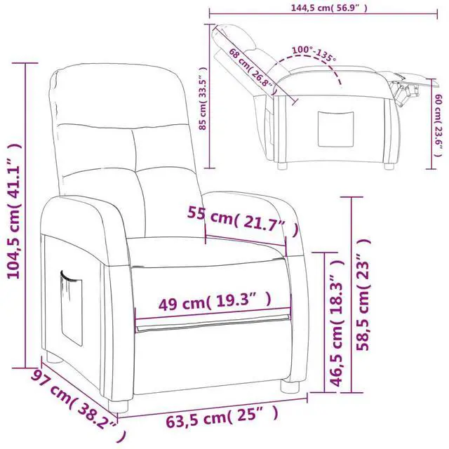 Alt view image 10 of 12 - vidaXL Recliner Light Gray Fabric