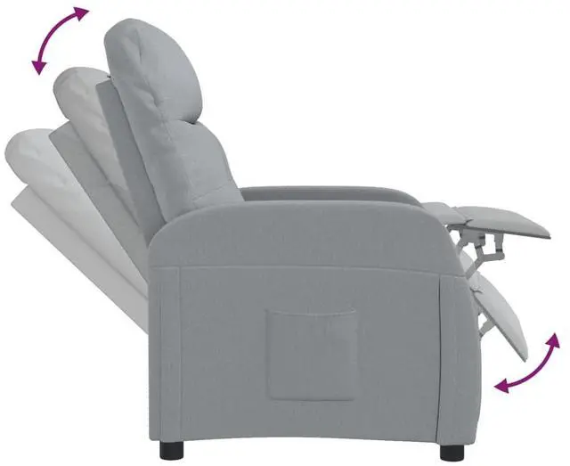 Alt view image 11 of 12 - vidaXL Recliner Light Gray Fabric