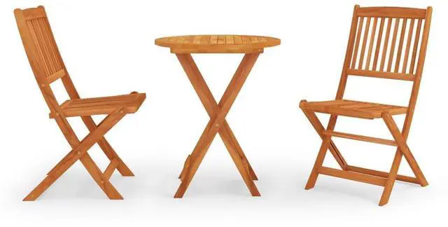 Main image of vidaXL Solid Wood Eucalyptus Folding Patio Dining Set 3 Piece Garden Furniture