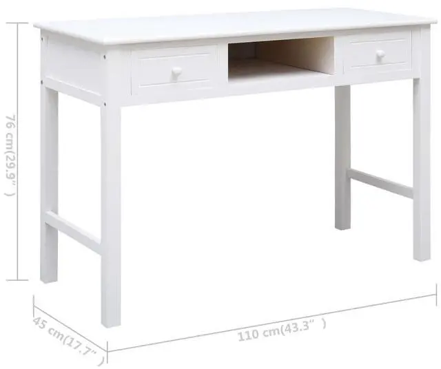 Alt view image 6 of 7 - vidaXL Writing Desk Computer Desk Laptop Table Home Workstation White Wood
