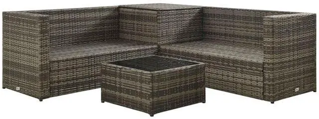 Alt view image 3 of 7 - vidaXL Patio Furniture Set 4 Piece Outdoor Sofa with Coffee Table Rattan Gray