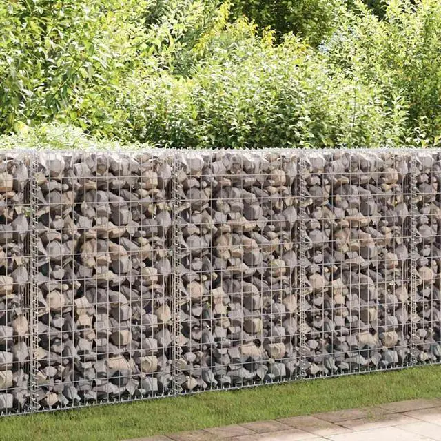 Main image of vidaXL Gabion Basket with Lids, Galvanized Steel Gabion Wall, 39.4"x7.9"x39.4"