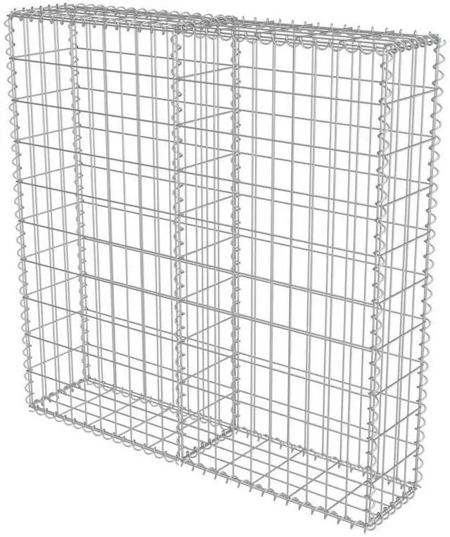 Alt view image 3 of 7 - vidaXL Gabion Basket with Lids, Galvanized Steel Gabion Wall, 39.4"x7.9"x39.4"