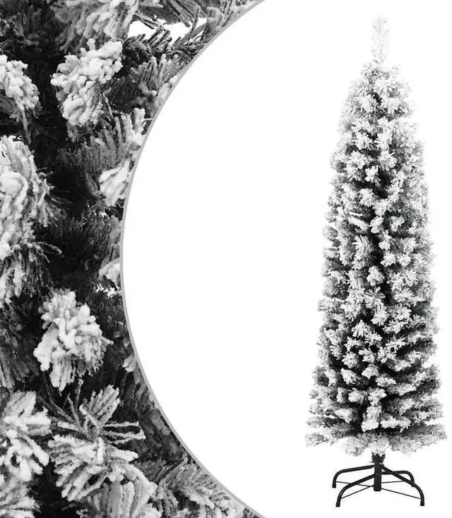 Main image of vidaXL Christmas Tree Decoration Artificial Tree with Flocked Snow Green PVC