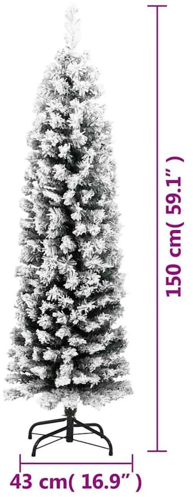 Alt view image 4 of 7 - vidaXL Christmas Tree Decoration Artificial Tree with Flocked Snow Green PVC
