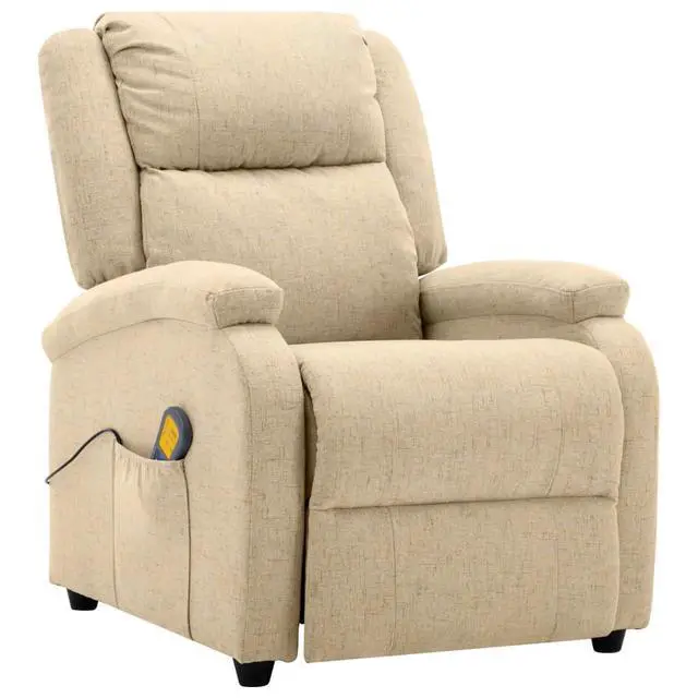 Alt view image 2 of 6 - vidaXL Massage Recliner Chair Electric Reclining Chair for Elderly Cream Fabric