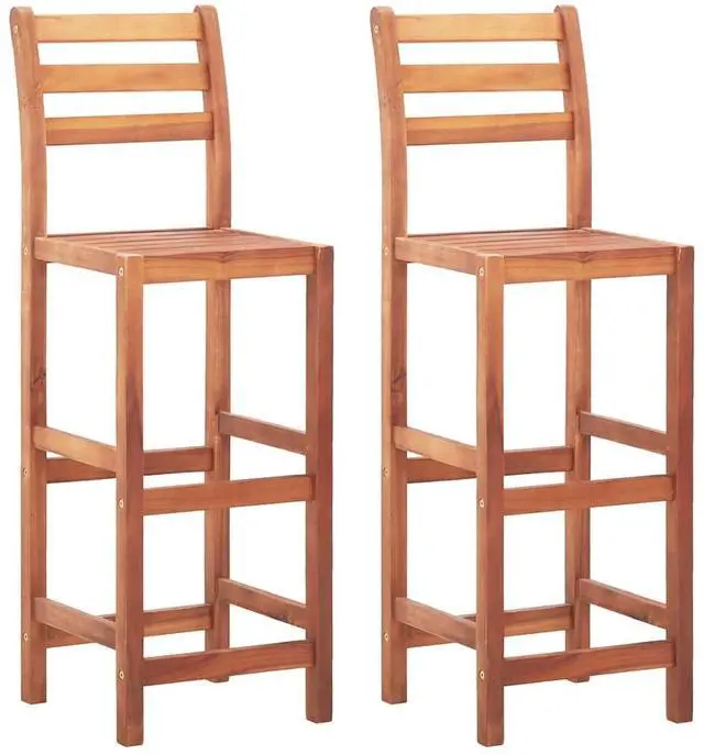 Alt view image 2 of 8 - vidaXL Bar Stools Bar Seats Counter Height Island Stools 2 Pcs Solid Acacia Wood