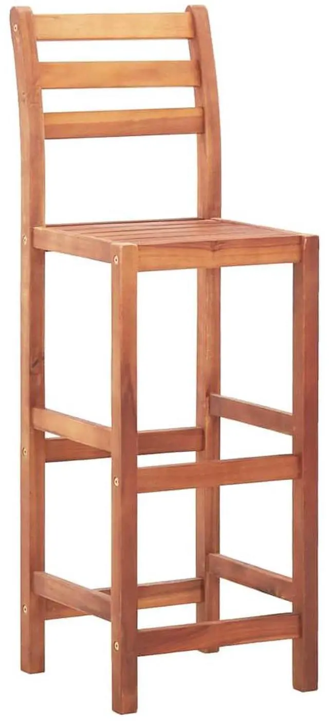 Alt view image 3 of 8 - vidaXL Bar Stools Bar Seats Counter Height Island Stools 2 Pcs Solid Acacia Wood