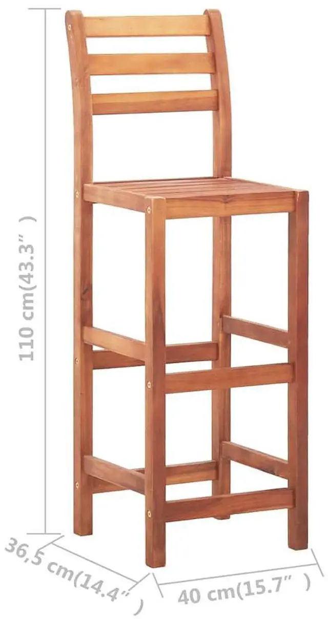 Alt view image 5 of 8 - vidaXL Bar Stools Bar Seats Counter Height Island Stools 2 Pcs Solid Acacia Wood