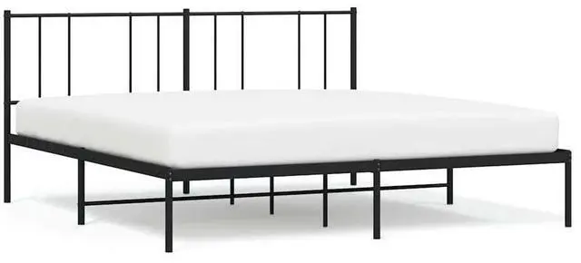 Alt view image 2 of 7 - vidaXL 12 Inch California King Metal Bed Frame with Headboard, No Box Spring Needed, Noise Free Platform Bed Frame with Steel Slats, Easy Assembly, Under Bed Storage, Minimalist, Black