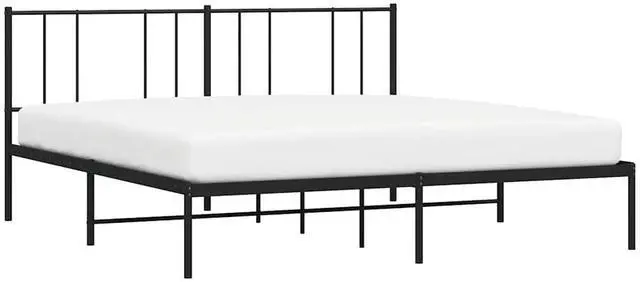 Alt view image 5 of 7 - vidaXL 12 Inch California King Metal Bed Frame with Headboard, No Box Spring Needed, Noise Free Platform Bed Frame with Steel Slats, Easy Assembly, Under Bed Storage, Minimalist, Black