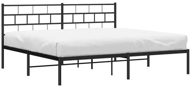 Alt view image 3 of 7 - vidaXL 12-Inch Black Metal King Bed Frame with Headboard, Heavy-Duty Slats Support with Under-Bed Storage for Modern Bedroom, No Box Spring Needed & Easy Assembly, No Mattress