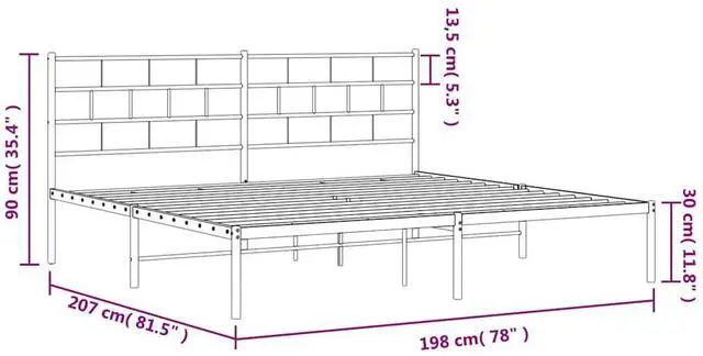 Alt view image 4 of 7 - vidaXL 12-Inch Black Metal King Bed Frame with Headboard, Heavy-Duty Slats Support with Under-Bed Storage for Modern Bedroom, No Box Spring Needed & Easy Assembly, No Mattress