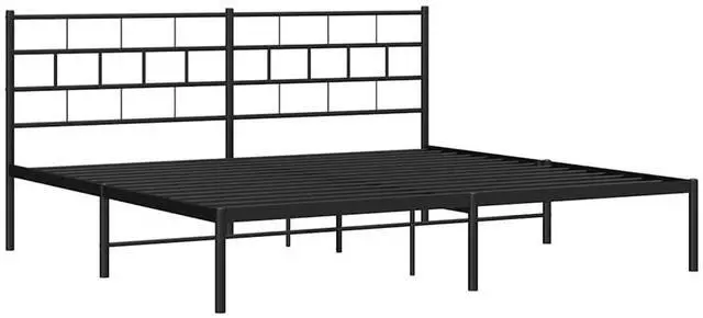 Alt view image 5 of 7 - vidaXL 12-Inch Black Metal King Bed Frame with Headboard, Heavy-Duty Slats Support with Under-Bed Storage for Modern Bedroom, No Box Spring Needed & Easy Assembly, No Mattress