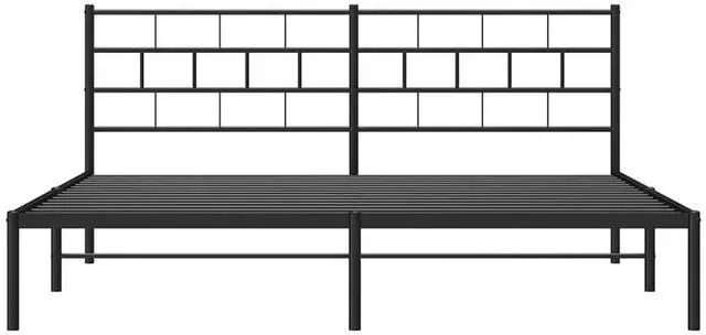 Alt view image 6 of 7 - vidaXL 12-Inch Black Metal King Bed Frame with Headboard, Heavy-Duty Slats Support with Under-Bed Storage for Modern Bedroom, No Box Spring Needed & Easy Assembly, No Mattress