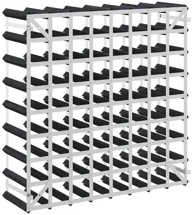 Alt view image 16 of 16 - vidaXL Wine Rack for 72 Bottles Black Solid Pine Wood
