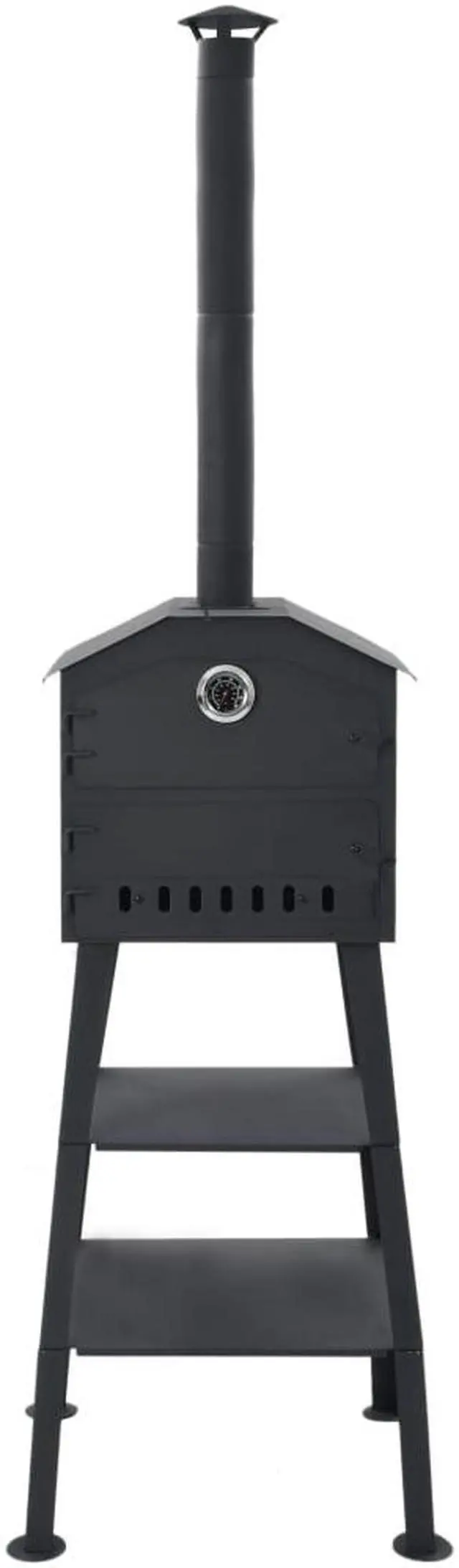 Alt view image 3 of 17 - vidaXL Patio Outdoor Pizza Oven Charcoal Fired Garden Chimney BBQ Smoker Bread