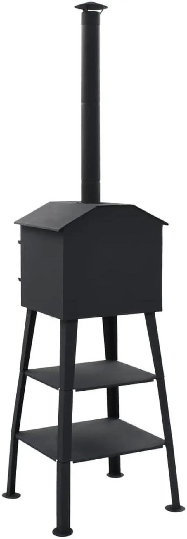 Alt view image 5 of 17 - vidaXL Patio Outdoor Pizza Oven Charcoal Fired Garden Chimney BBQ Smoker Bread