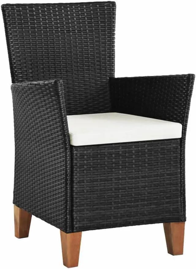Alt view image 2 of 14 - vidaXL Patio Chairs 2 Pcs Dining Single Chair with Cushions Poly Rattan Black